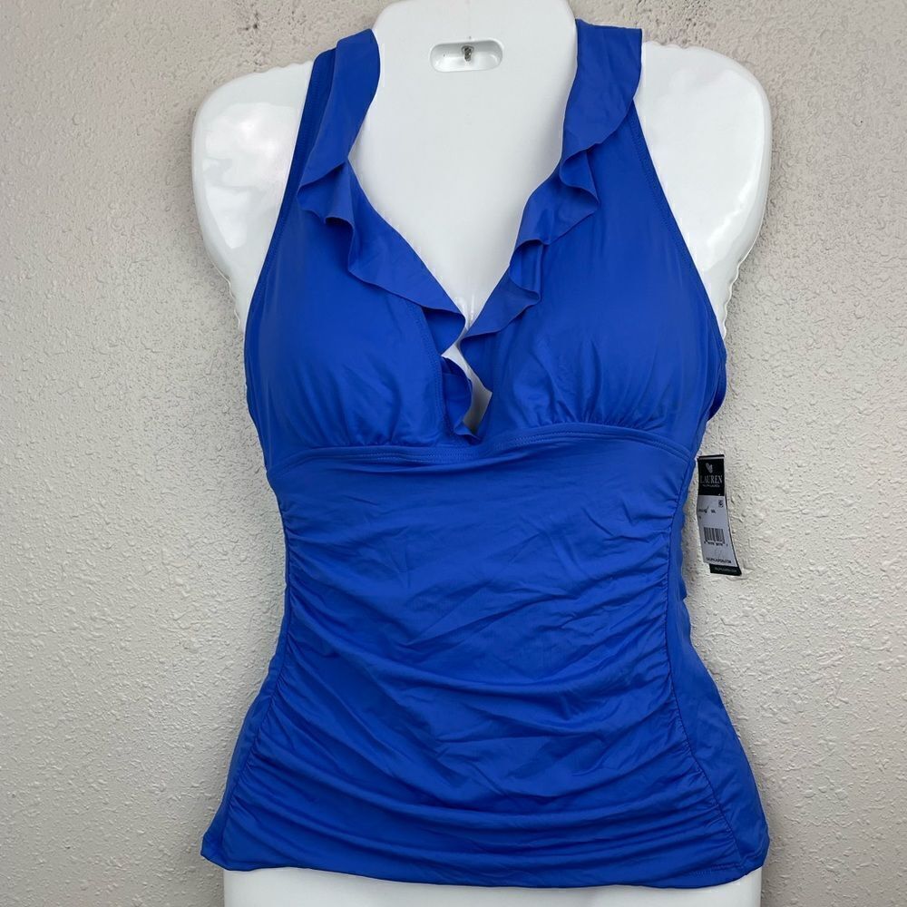 NWT Lauren Ralph Lauren Blue Swim Top Size